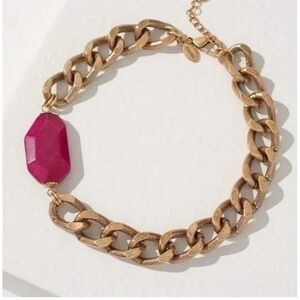 Chico's Purple Stone Gold Chain Necklace